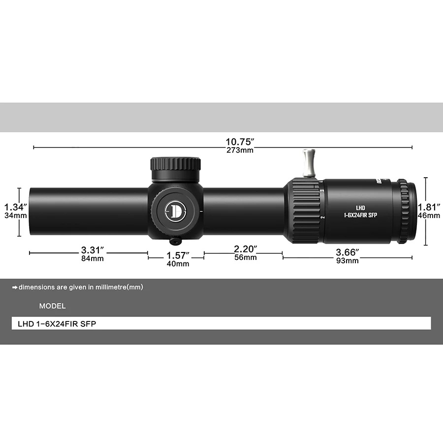 DISCOVERYOPT Mira telescópica LHD 1-6X24SFIR SFP-MOA LPVO con retícula de fibra de 34 mm de diámetro 