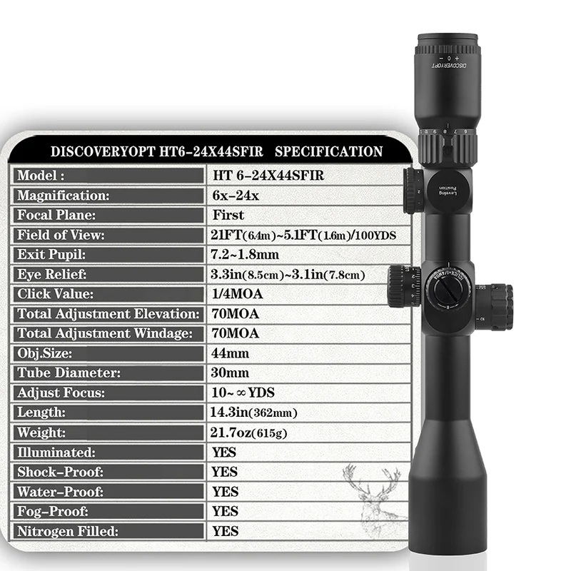  DISCOVERYOPT Óptica HT GEN II 6-24X44SFIR FFP-MOA Diámetro: 30 mm 